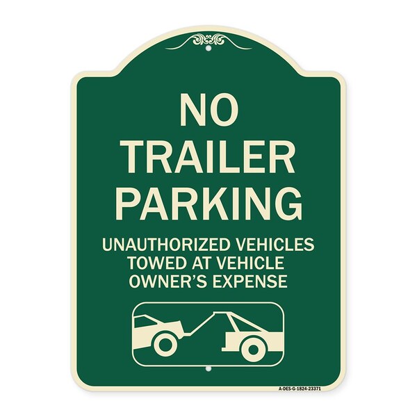 Parking Restriction No Trailer Parking Unauthorized Vehicles Towed at Owner Expense, G-1824-23371